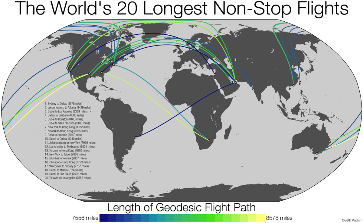 the 20 longest non stop flights in the world 32 Maps That Will Teach You Something New About the World